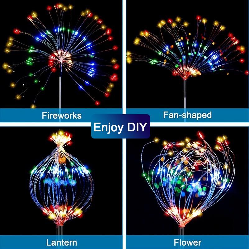 LED Solar Floor Mounted Fireworks Lights, Fairy DIY Light Bundles, Garden Lawn Decorations, Wedding Parties, and Christmas Day Landscape Lighting