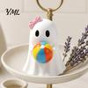 Haunted House Decoration Summer Halloween Ghost Figurine, Small Resin Cute Tropical Beach Statue with Centerpiece Float Garland Sunglasses for Tiered
