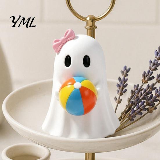 Haunted House Decoration Summer Halloween Ghost Figurine, Small Resin Cute Tropical Beach Statue with Centerpiece Float Garland Sunglasses for Tiered