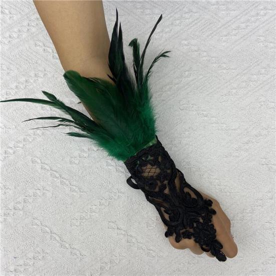 1 шт. длинные перчатки сексуальные кружевные перья дизайн элегантные готические сетчатые рукава с лентой завязываются легко носить перчатки товары для Хэллоуина