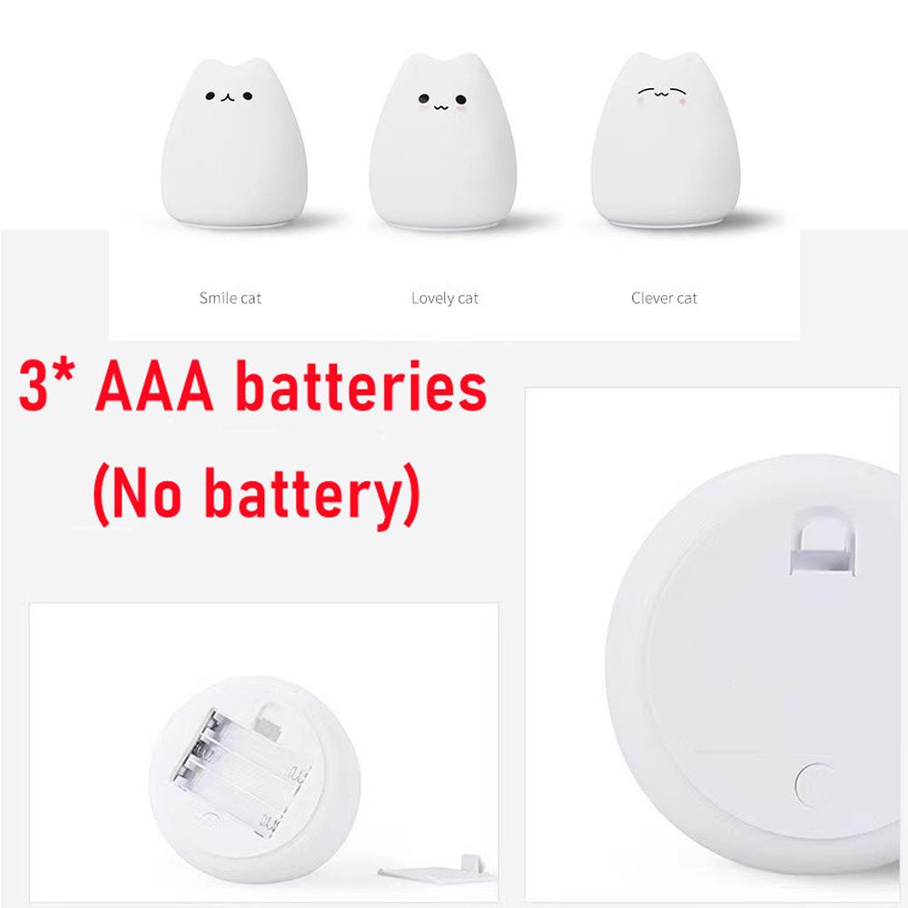 Милый ночник с изображением кошки, силиконовый светильник с изображением животных, сенсорный датчик, красочный детский праздничный подарок, креативный домашний светильник для сна для спальни