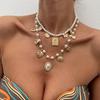 Ожерелье из сплава в виде бабочки и подсолнуха в праздничном стиле, сексуальное ожерелье Spice Girls с жемчугом и бусинами на ключицу, модное ретро-легкое роскошное женское ожерелье