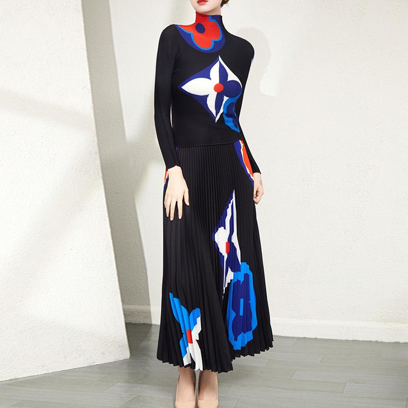 Женский костюм-двойка с плиссированной юбкой в стиле ретро, весна/осень 2024 г.