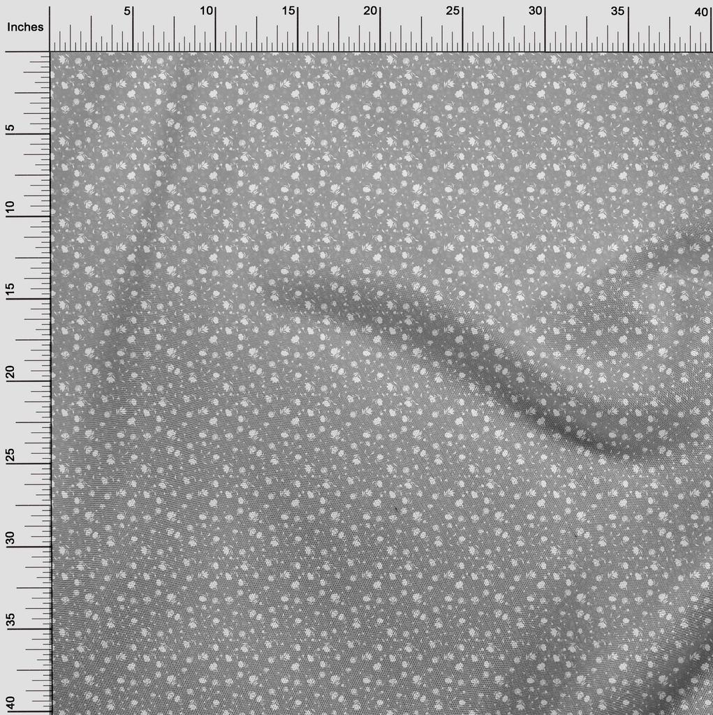 oneOone Cotton Poplin Gray Fabric Floral Fabric For Sewing Printed Craft Fabric By The Yard 42 Inch