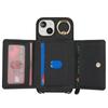 For iPhone 15 Case PU Leather+TPU Phone Cover with Ring Zipper Pocket Card Holder