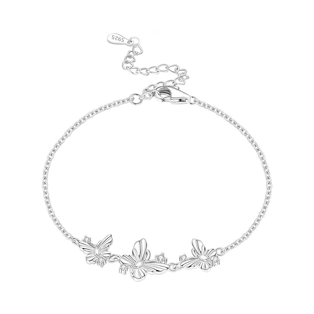New 925 Silver Rose Gold Double-layer Heart Bracelet Chain Link Women Bracelet Birthday Festival Jewelry Gifts