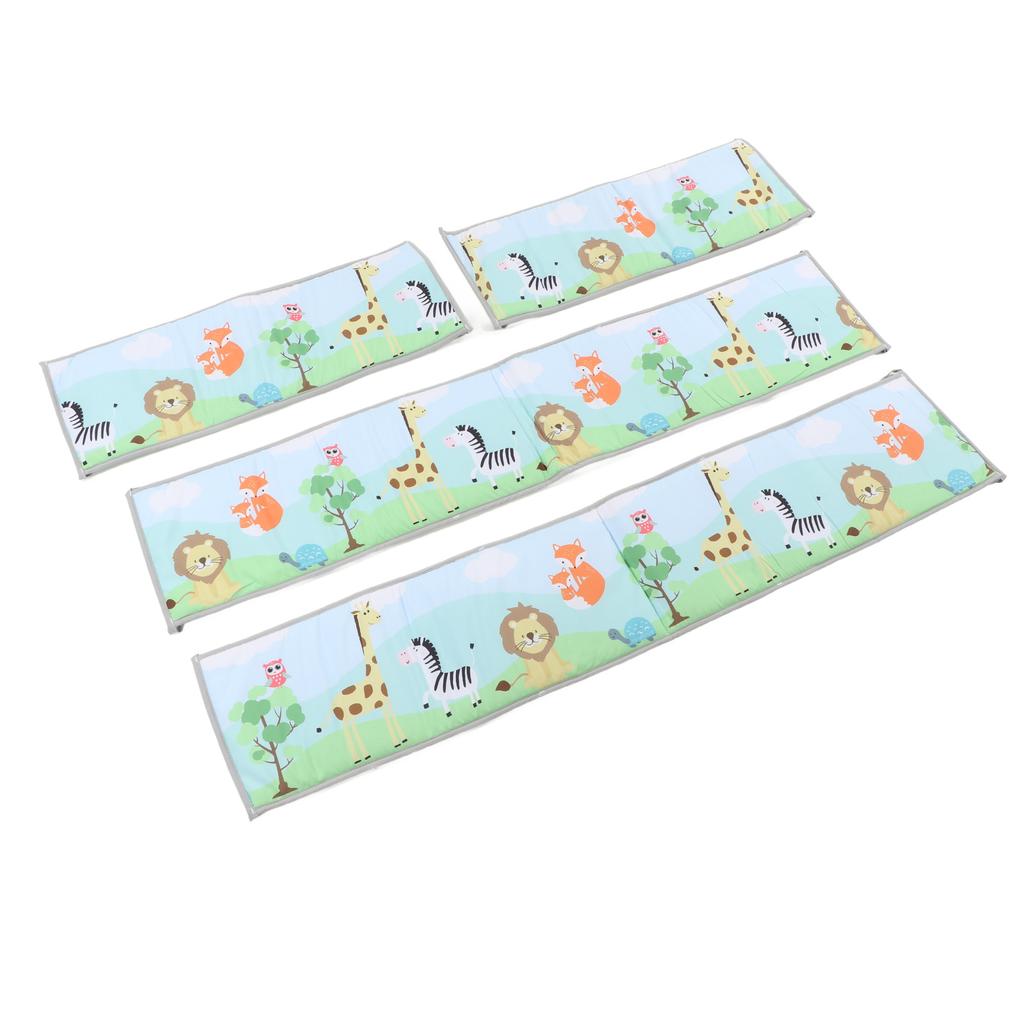 4Pcs Baby Bed Rail Heightened Anti Collision Guard Rail Toddlers Solid Color Printing Bed Side Soft