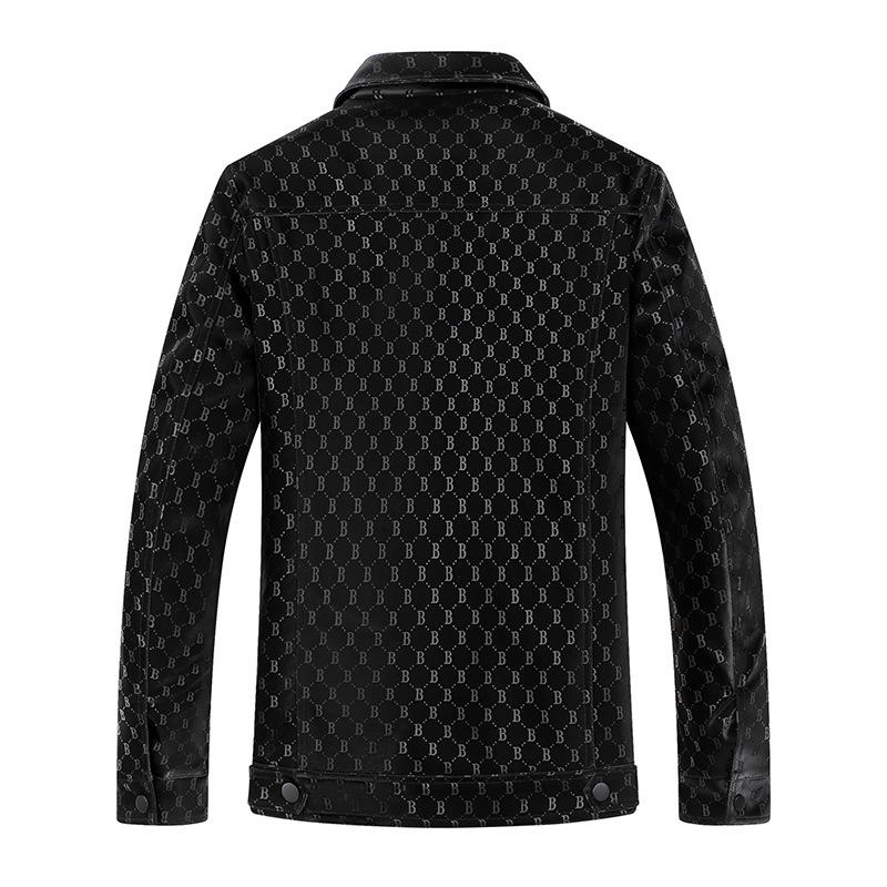 Весенне-осенняя новая мужская модная универсальная кожаная куртка с принтом B-line с воротником-поло мотоциклетное трендовое пальто из искусственной кожи