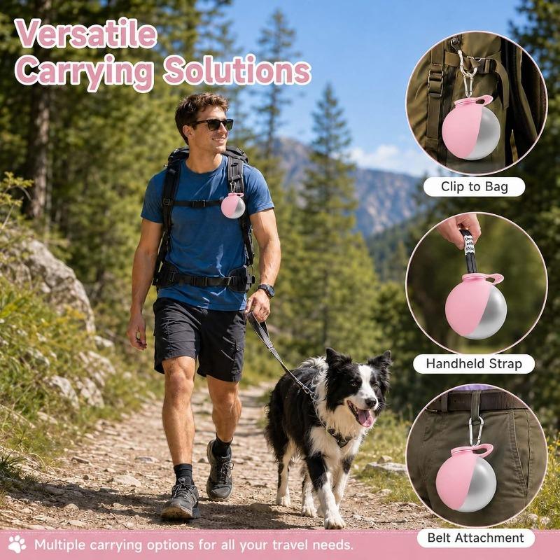 2 in 1 Portable Dog Water Bottle, Dog Water Bottles for Walking Travel, 285ML Stainless Steel Dog Drinking Bottle & Silicone Bowl