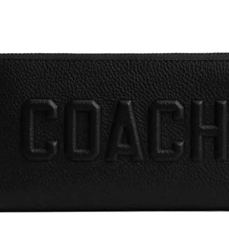 Coach 19 Логотип Узор Молния Кошелек Унисекс кошелек Черный CW715-BLK