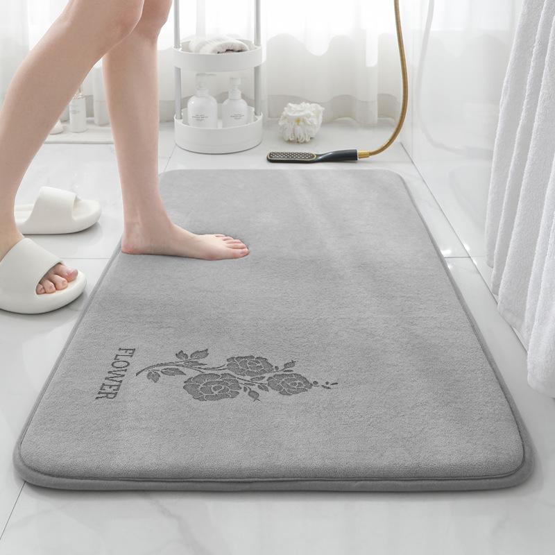 Toilet Absorbent Mat Rose Print Toilet Bathroom Non-slip Mat Carpet Toilet Mat