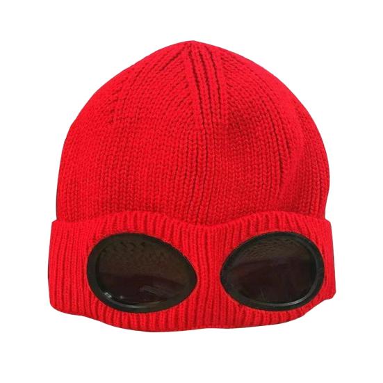 Вязаная шапка однотонная теплая вязаная шапка с декором в виде очков эластичная ветрозащитная зимняя шапка для улицы путешествий езды на велосипеде повседневная носка