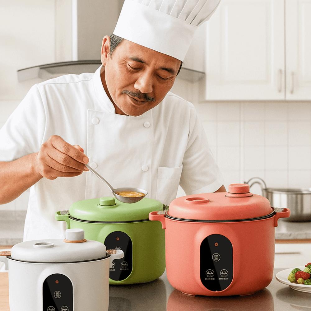 Легкая 20-см микро-скороварка с антипригарным покрытием, быстронагревающаяся, рисоварка 2 л, суповарка-тушилка с защитой от перелива, для студенческого общежития