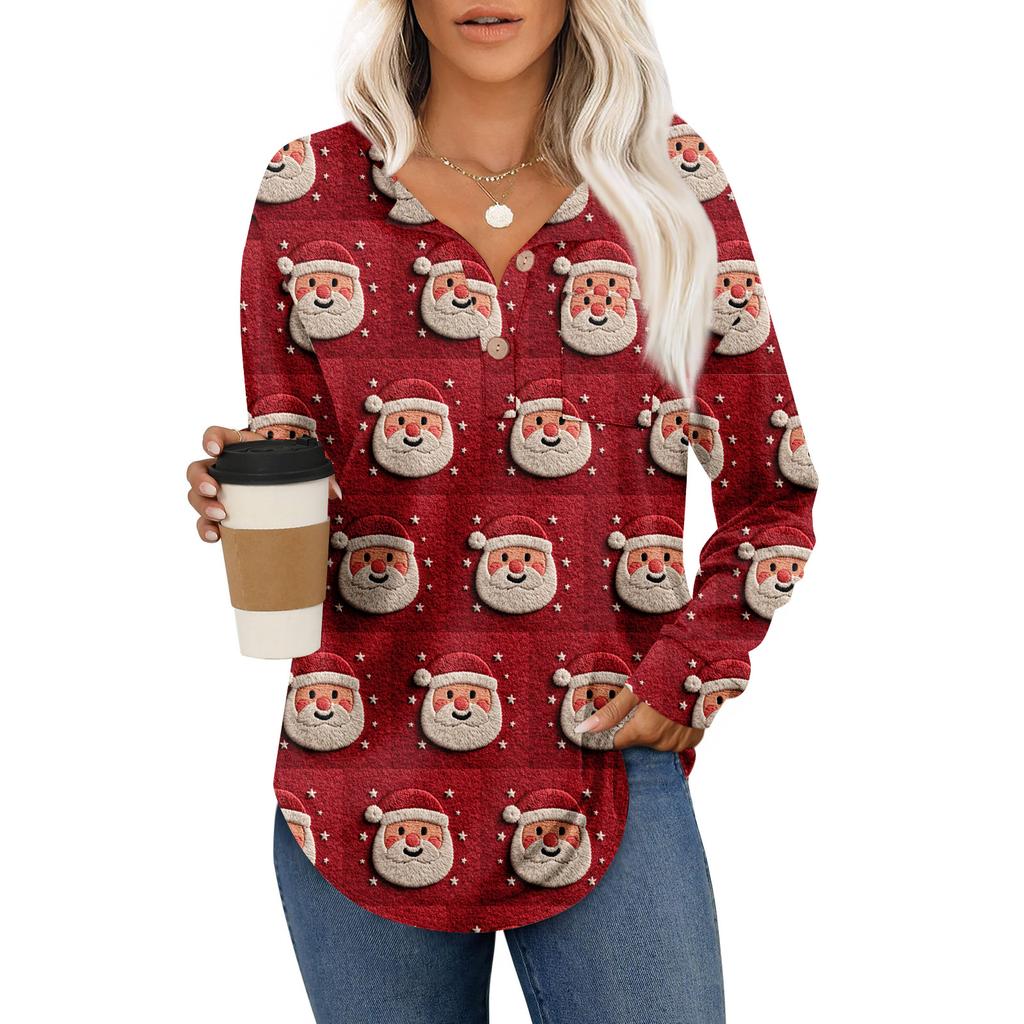 Women's Fashion Long Sleeve Christmas Loose Long Sleeve Casual Top