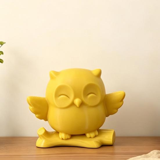 3D-печатная фигурка совы Милая сова на ветке дерева Статуэтка Мини-животное леса Украшение для дома Офиса Стола Полки Телевизора Книжной полки