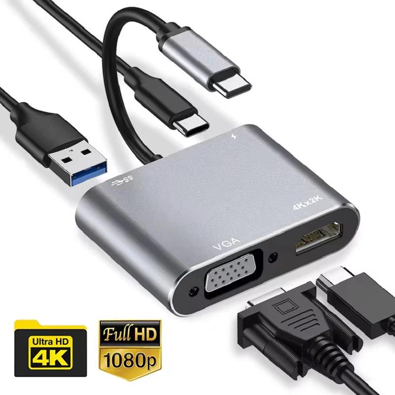 Адаптер USB C на HDMI-совместимый VGA Type-C цифровой AV многопортовый конвертер Thunderbolt 3 для 4K 1080P быстрой зарядки для MacBook