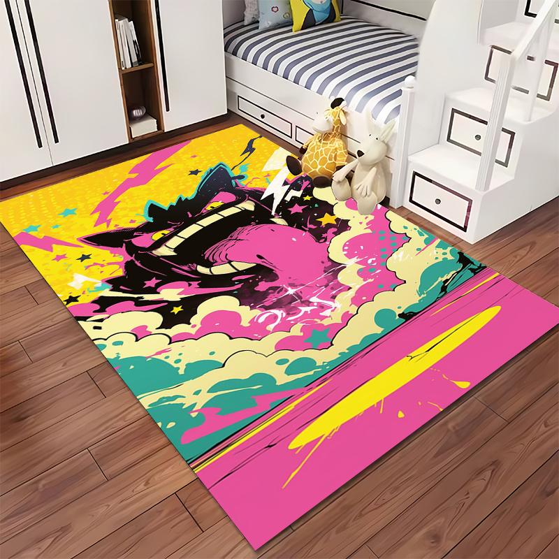 Colorful Cartoon Style Monster Rug with Bright Pop Art Design Pattern Suitable for use as an anti-slip for living room bedroom sofas