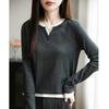 Women's 2025 Autumn/Winter Round Neck Two-Piece Look Wool Knit Long Sleeve Versatile Pullover Sweater Top