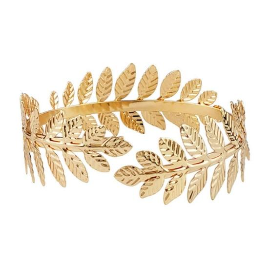Leaf Shape Upper Arm Bracelet Metal Coil Swirl Spiral Shape Armband Cuff Opening Adjustable Arm Bangle Armlet Jewelry Gift