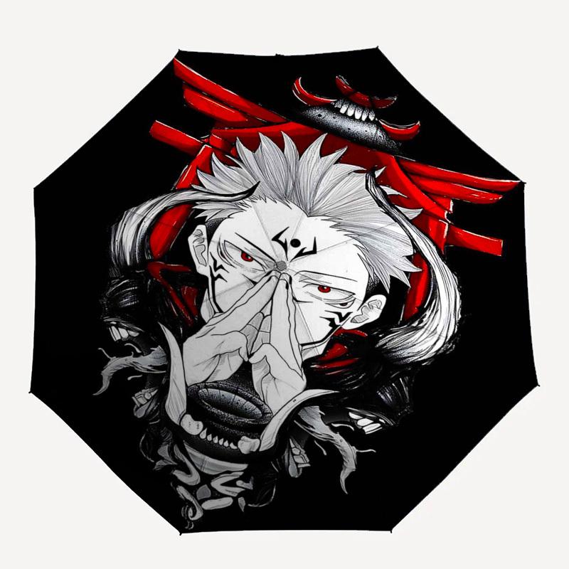 1 шт. Зонт в стиле Jujutsu Kaisen Сатору Годжо - Автоматическое открытие, Складная конструкция, 8-спицевый железный каркас, Для улицы, Идеальный подарок для фанатов, Путешественников, Дай