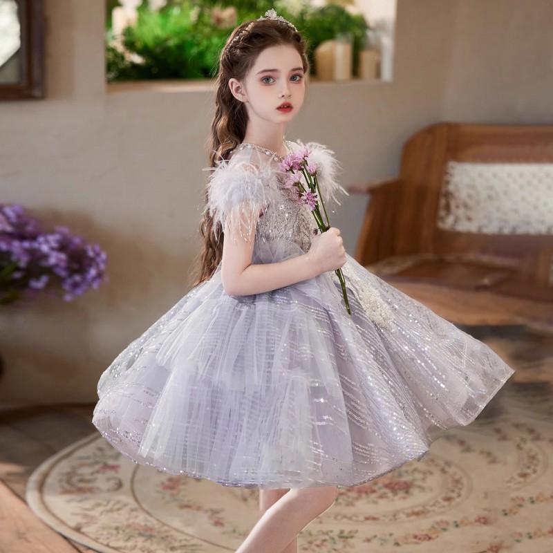 Girls Formal Dress Kids Luxury Princess Gown Piano Performance Host Party