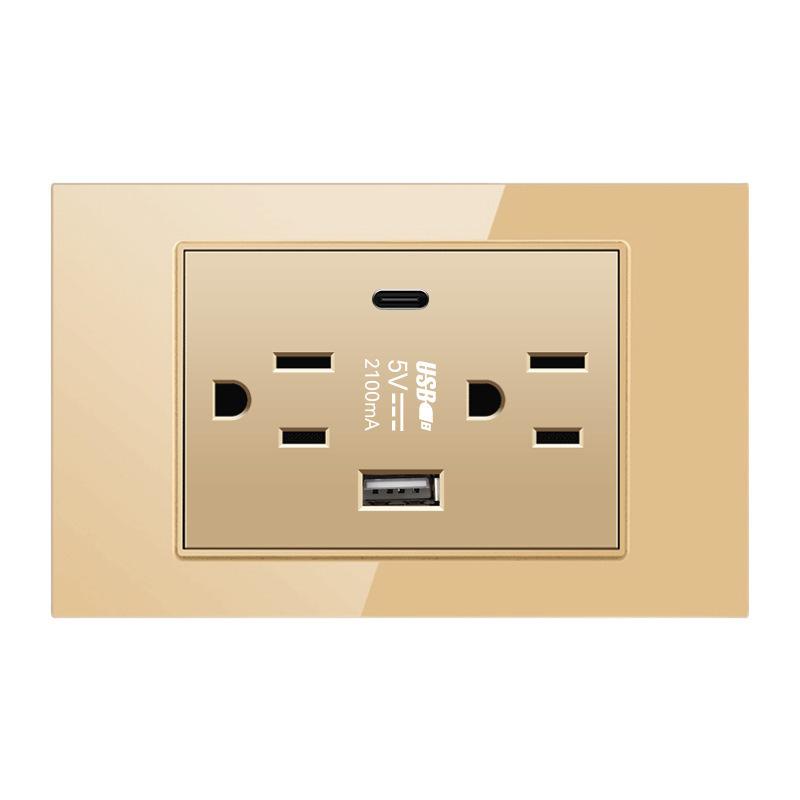1PC American USB switch socket American standard American standard six-hole Type-c118 switch socket