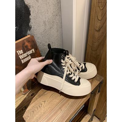 Версия из коровьей кожи~ Ботинки Мартина на платформе с круглым носком из той же кожи, женские короткие ботинки, повседневные кеды с высоким верхом, женские кеды на доске