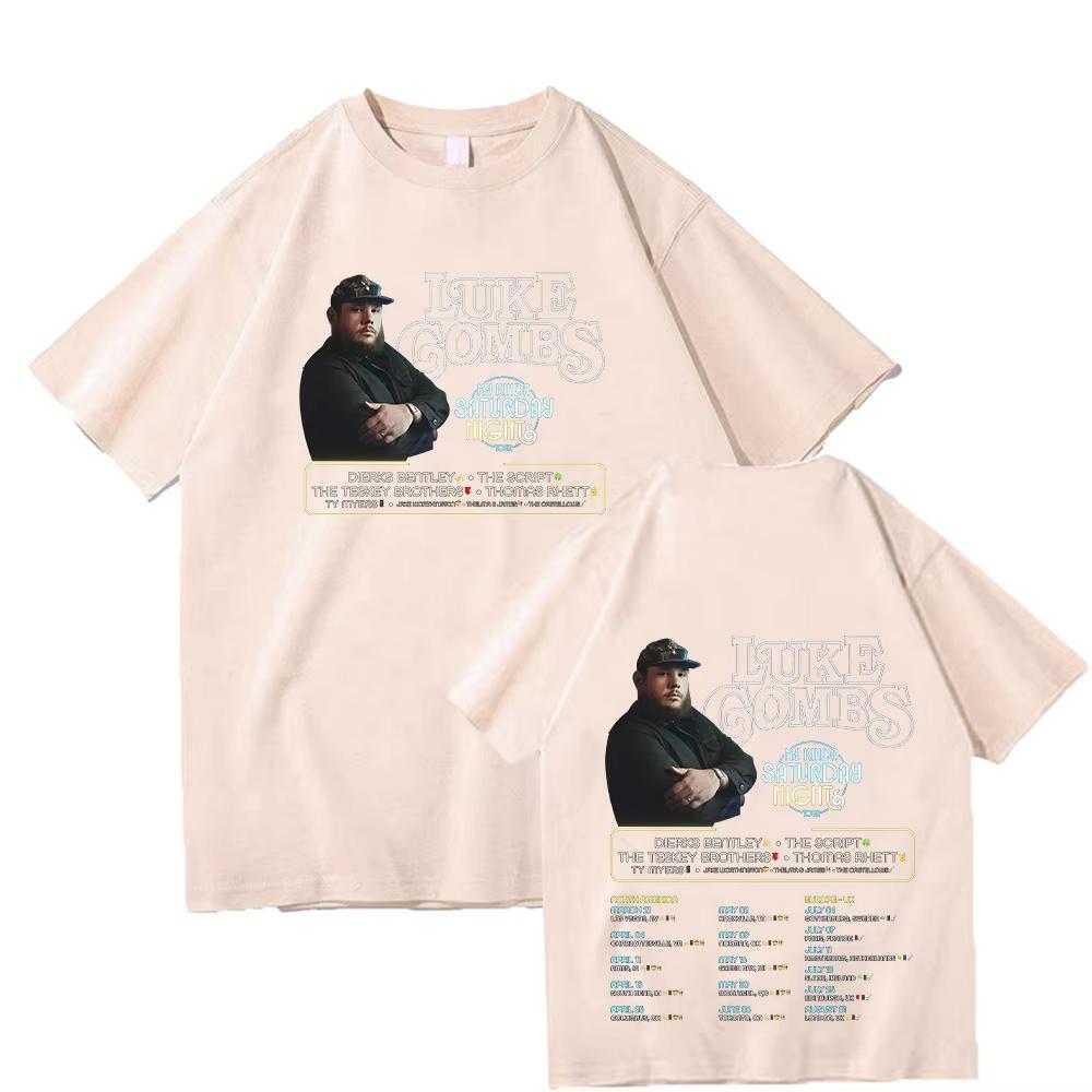 My Kinda Saturday Night Tour T Shirts Luke Combs Music Summer Cotton Tshirts Unisex Women Harajuku Cotton Oneck Casual Fashion
