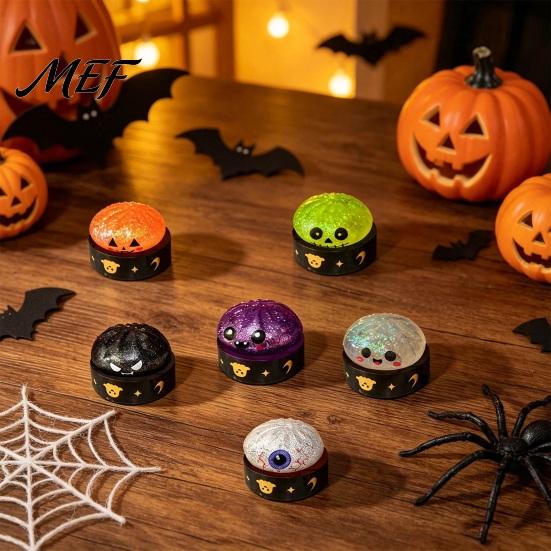 Sensory Toy for Adults Halloween Ghost Bun Stress Ball, Glitter Slow Rising TPR Fidget Elastic Squeeze Figures with Steamer, Cute Spooky Anxiety