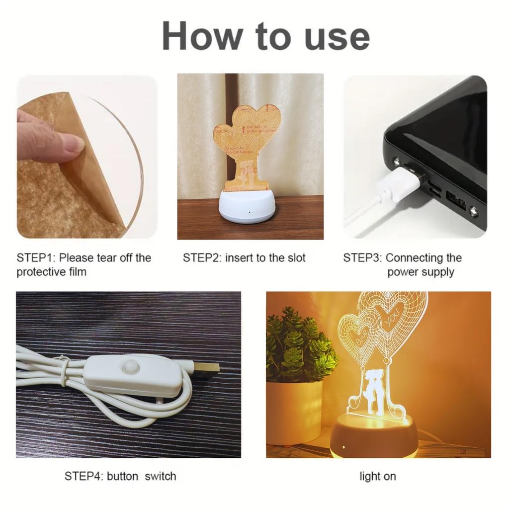 Монохромный теплый свет дизайн в форме сердца светодиодный ночник 3D стереоскопический ночник украшение комнаты в спальне атмосферный свет