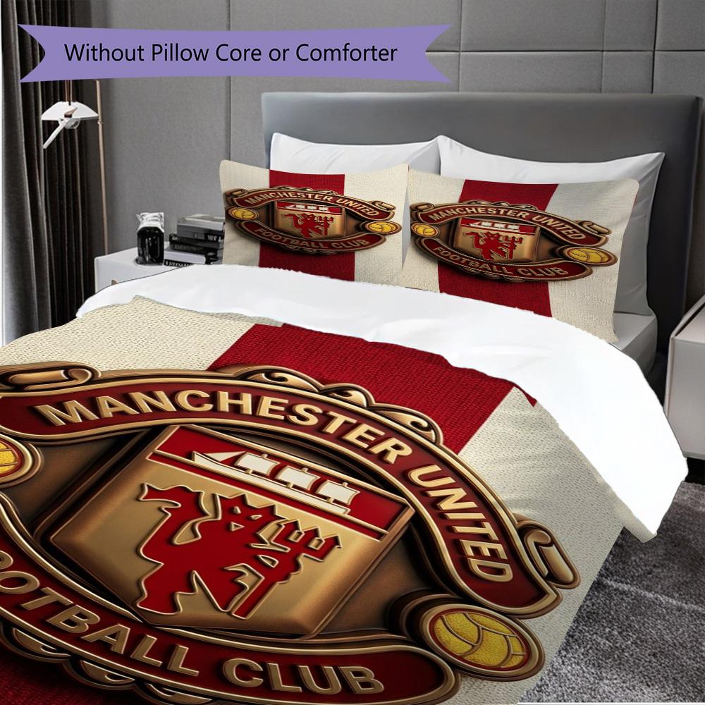 Manchester Glory Bedding (1 * duvet cover + 2 * pillowcase, without core) 2D Flat Duvet cover and pillowcase Soft and comfortable Bedding set