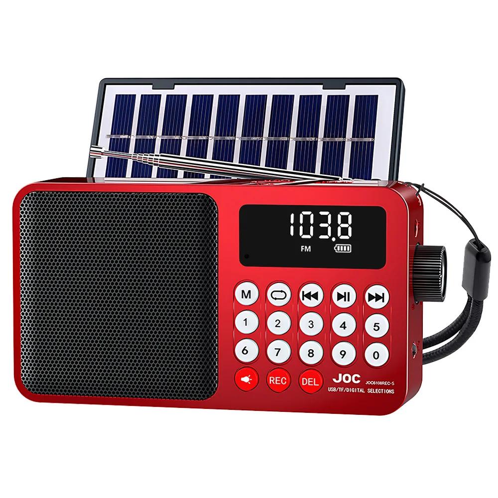 Солнечное Портативное FM-радио Перезаряжаемый Bluetooth-динамик USB TF-карта MP3-плеер с функцией записи Светодиодный фонарь Радио FM-приемник