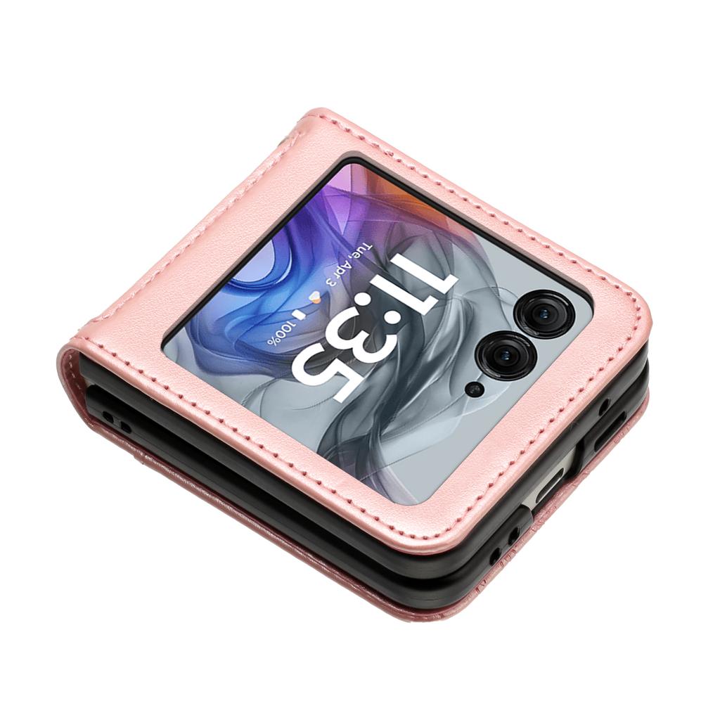 Кожаный чехол для Motorola Razr 60/50 5G с тиснением в виде бабочки и цветка, чехол для телефона с ремешком