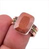 Натуральный Солнечный камень Драгоценный камень 925 Проба Серебро Подарок Двухцветное Кольцо Р.7 U2D93
