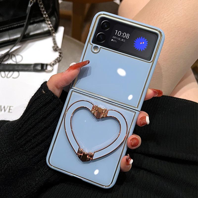 Чехол-подставка для телефона с бриллиантовыми сердечками для Samsung Galaxy Z Flip 3 Z Flip 4 5G, жесткий чехол из ПК для ZFlip3, защитный чехол