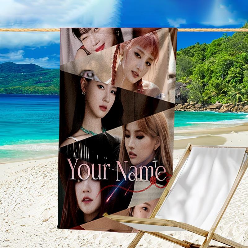 Custom Name Beach Towel Kpop idle Group Dynasty Beach Towel, Soft Microfiber, Gift for Her/Him, Birthday, for Pool, Beach, Travel, Fan gifts