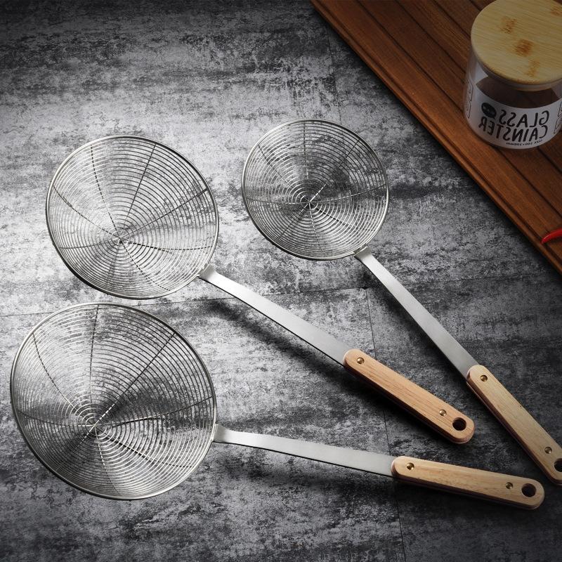 Сито из нержавеющей стали, ручка-ковш, шумовка, фильтр для жарки, длинный пищевой дуршлаг, кухонная сетка для жарки, сито, инструмент для выпечки, кулинарный инструмент