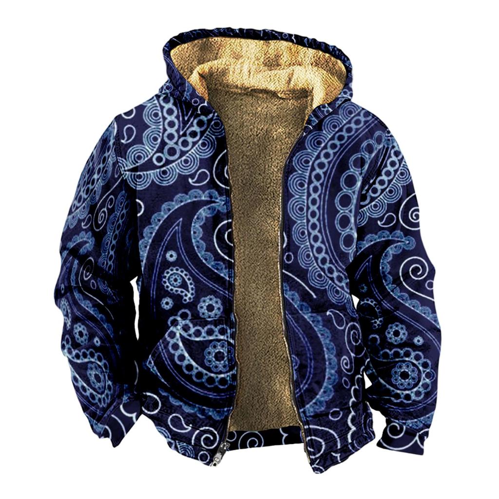 Мужской индивидуальный повседневный свитер на молнии с длинным рукавом и принтом, толстый хлопковый костюм, зимний костюм