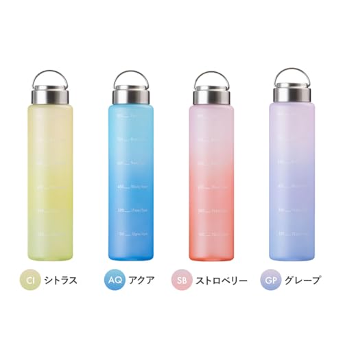 Atlas Water Bottle, 1000ml (1 Liter), Direct Drinking, with Measuring Tape, Time Marker, Handle, Lightweight, Easy To Clean, Wide Mouth, Large Capacit