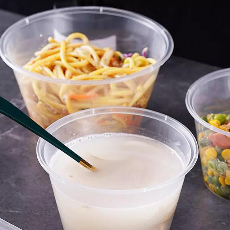 Pabei Disposable Round Plastic Bowl with Lid