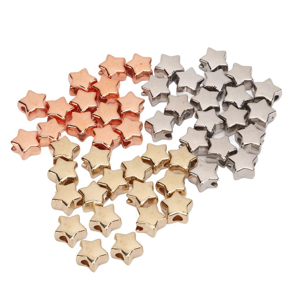 50pcs 3 Colors Jewelry Making Beads Small Hole Star Spacer Beads Star Shaped Beads  Anklet Craft