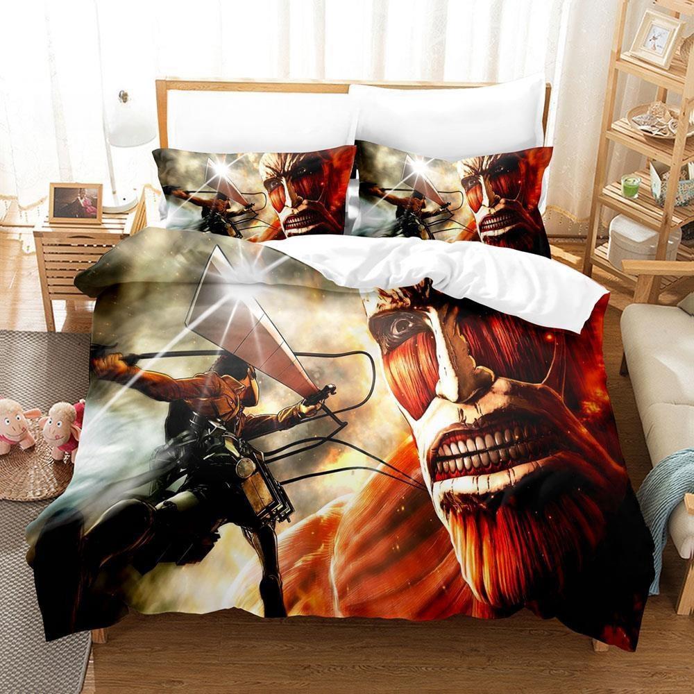 New Attack On Titan Bedding Set Single Twin Full Queen King Size Bed Set Adult Kid Bedroom Duvet Cover Sets Anime Bed Sheet Set