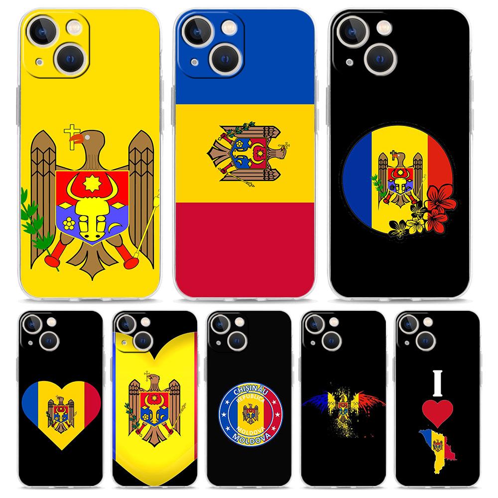 Чехол для телефона iPhone 17 Air Cases iPhone 16 15 12 13 14 Pro Max SE 7 8 Plus iPhone11 Прозрачный Мягкий Чехол Флаг Молдовы