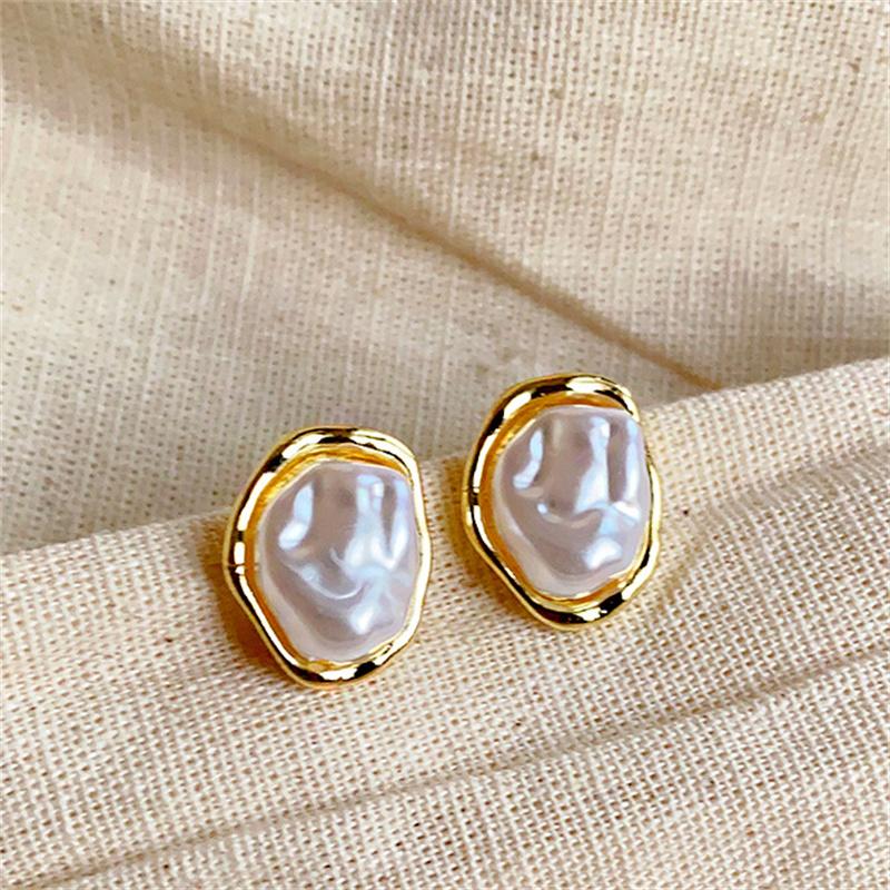 1 пара геометрических нерегулярных жемчужных сережек для женщин и девочек, минималистичные индивидуальные серьги, модные ювелирные изделия, аксессуары, подарки