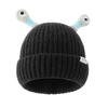 Yousheng Cute Knitted Beanie Hat with Eyes Wear Resistant Solid Color LED Glowing Funny Cartoon Winter Warm Hat