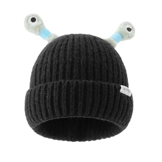 Cute Knitted Beanie Hat with Eyes Wear Resistant Solid Color LED Glowing Funny Cartoon Winter Warm Hat