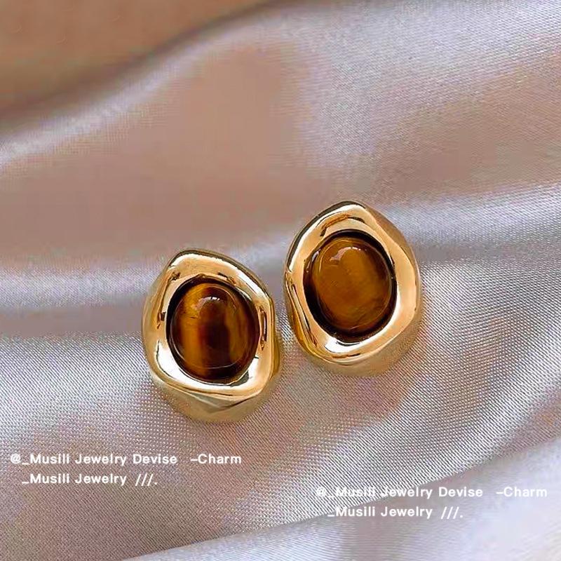 2025 Осень/Зима Женские Высококлассные Простые Серьги: Универсальный дизайн с системой цветов Майяра