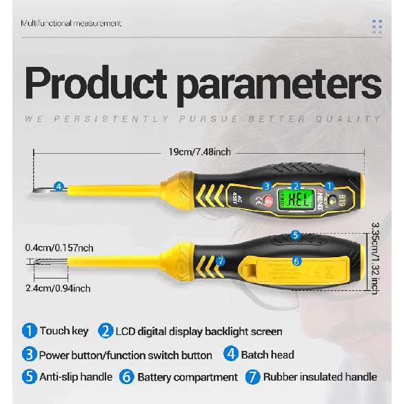 ANENG B19 Noncontact Induction Pen with Screwdriver 30-1000V Three level Induction Intensity Display Electrical Verification Pen