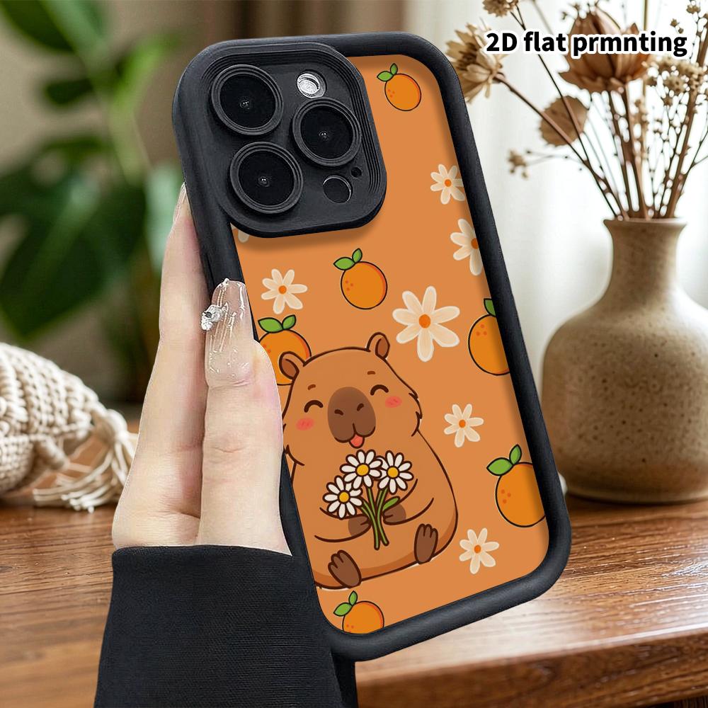 Чехол для телефона: Плоский 2D дизайн, подходящий для защитного чехла iPhone 18 17 16 15 14 13 Pro, с милым капибарой, идеальный для Рождества и Хэллоуина