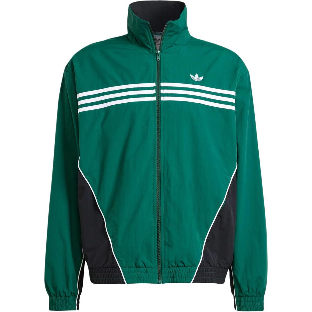Adidas Originals Flames Jacket Three Stripes Color Block Pattern Printed Sports Jacket Men Jacket Forest-Green IS0195